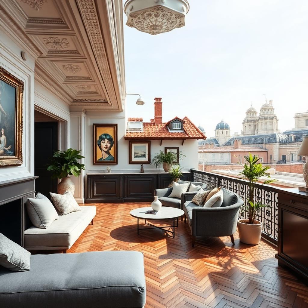 Appartement modernista de l'Eixample à Barcelone, stucs et parquet à chevrons