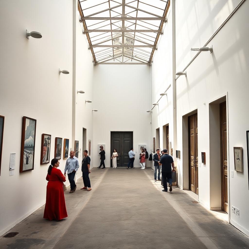 Galerie d'art contemporain dans un entrepôt blanc d'Al Quoz à Dubaï