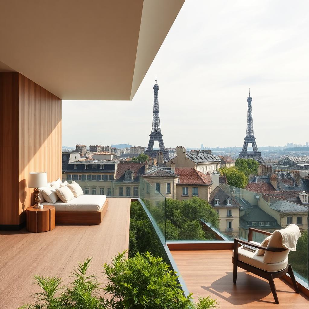 Mandarin Oriental Paris, suite en duplex avec vaste terrasse sur les toits de Paris et la Tour Eiffel