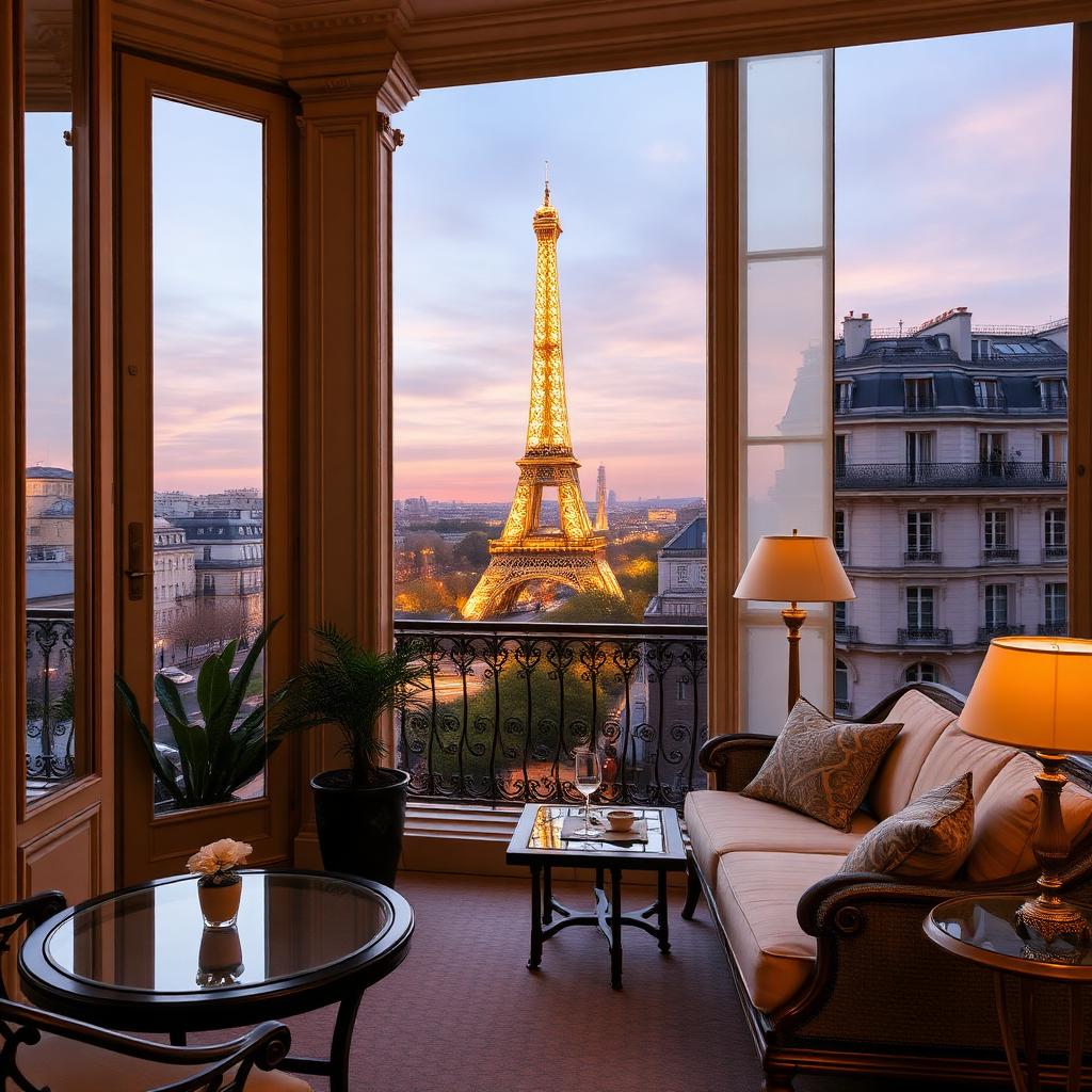Shangri-La Paris, terrasse privée face à la Tour Eiffel depuis l'ancienne demeure du prince Roland Bonaparte