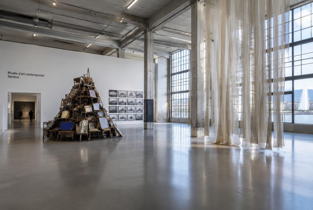 Salle blanche d'un musée d'art contemporain installé dans une ancienne usine