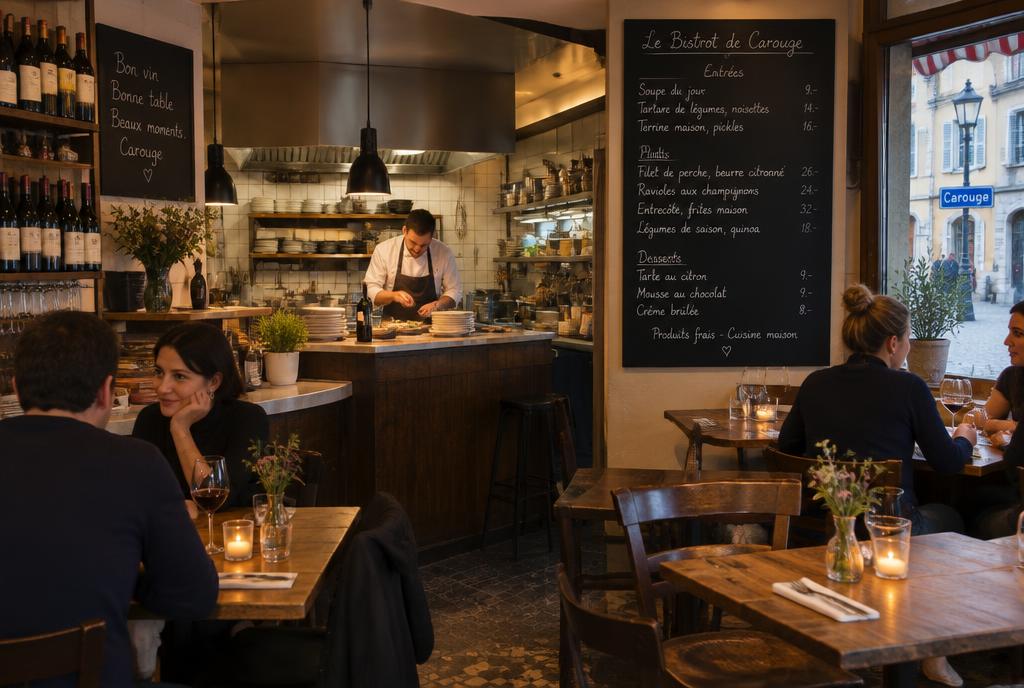 Petite salle de bistrot contemporain à Carouge