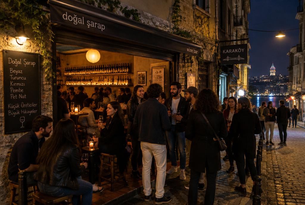 Cave à vin voûtée avec bouteilles turques à Galata