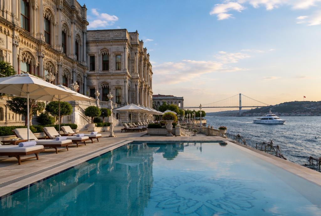 Palais ottoman en marbre au bord du Bosphore