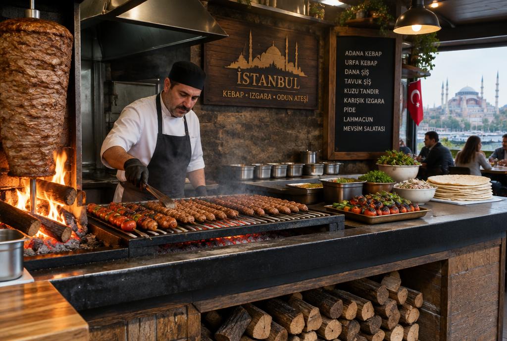 Table dressée dans un jardin près des remparts d'Istanbul