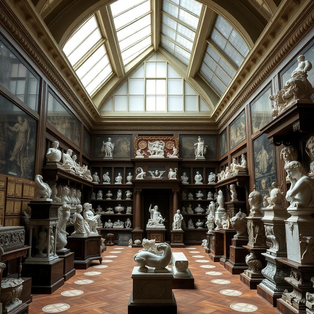 Intérieur du Sir John Soane's Museum, moulages antiques et verrières zénithales