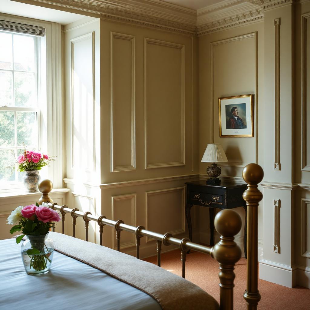 Chambre d'hôtes boisée d'une maison georgienne de Marylebone baignée de lumière
