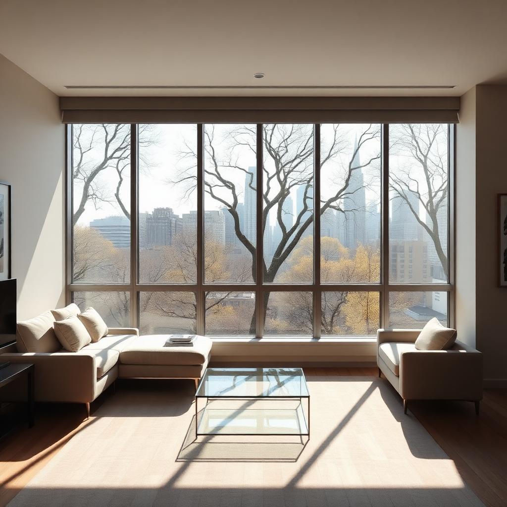 Suite minimaliste de Midtown West avec baies vitrées sur Central Park