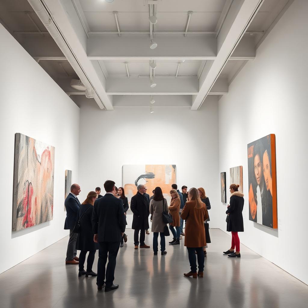 Galerie d'art contemporain de SoHo avec grandes toiles abstraites