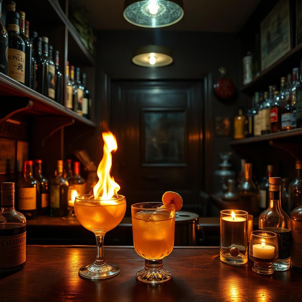 Bar caché de Chinatown à New York, cocktails enflammés et décor d'apothicaire