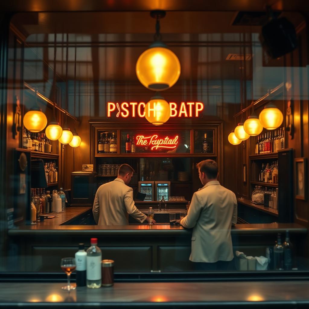 Bar à cocktails style années 1930 du West Village avec barmen en veste blanche