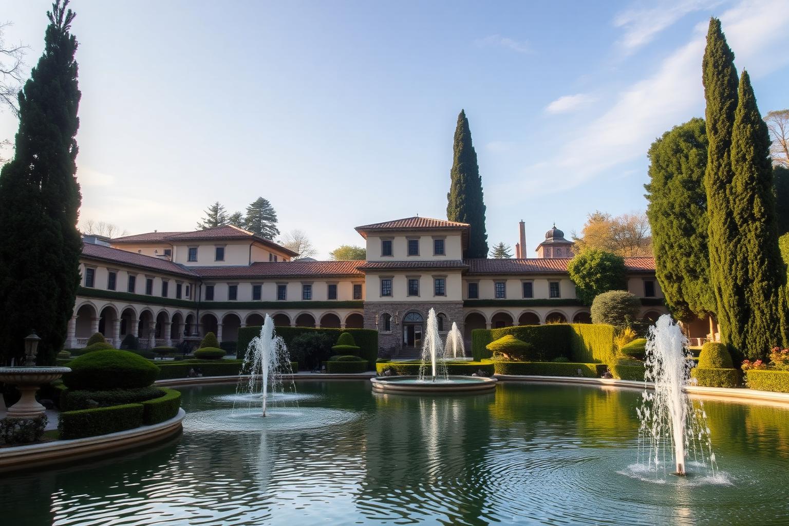 Jardins en terrasses et fontaines de la Villa d'Este à Tivoli