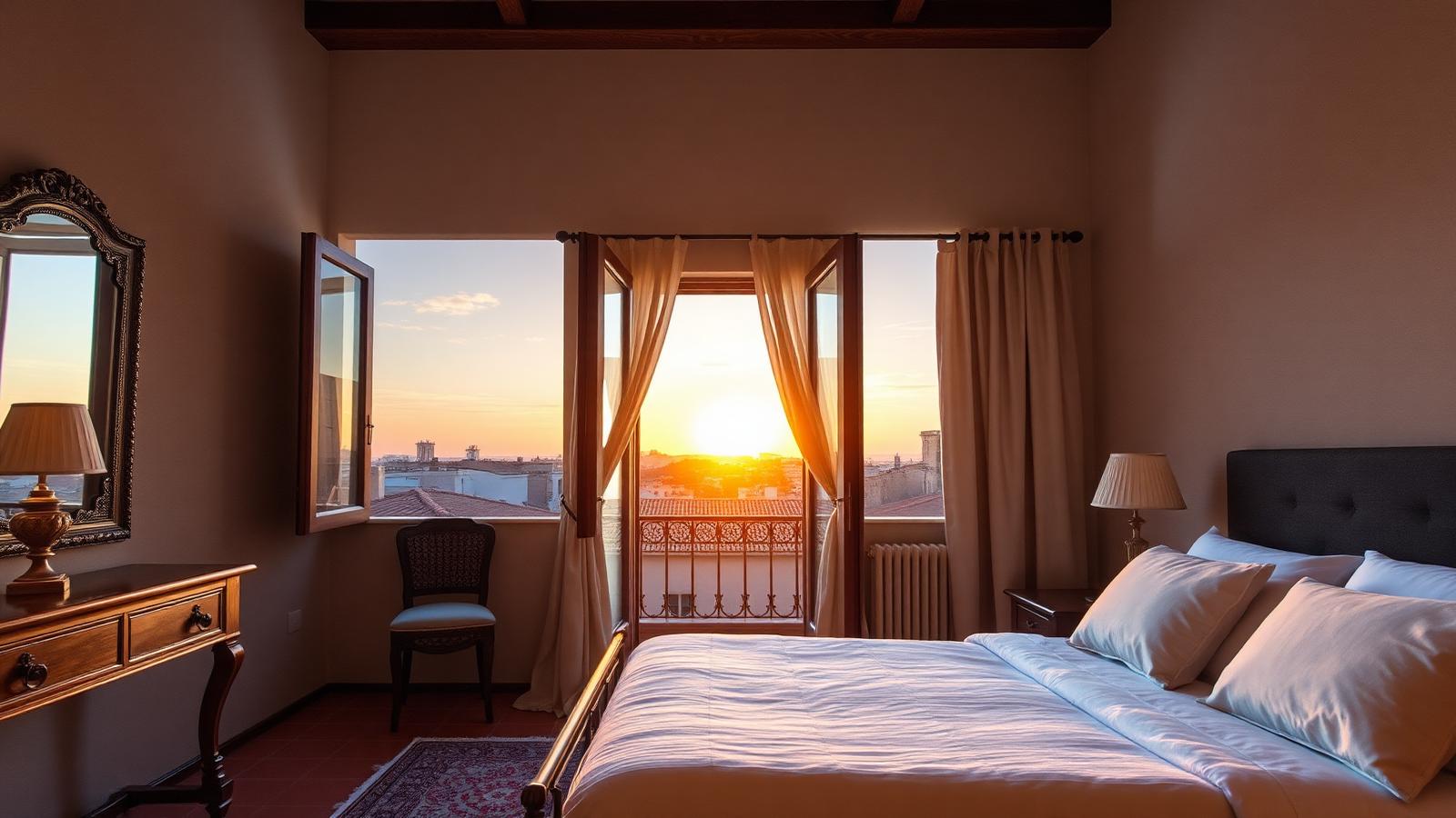 Chambre d'hôtes romaine au lever du jour