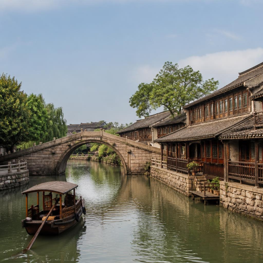 Canal et maisons anciennes de Fengjing
