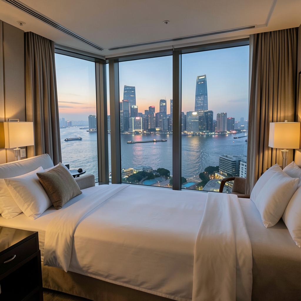 Chambre panoramique du Mandarin Oriental Pudong