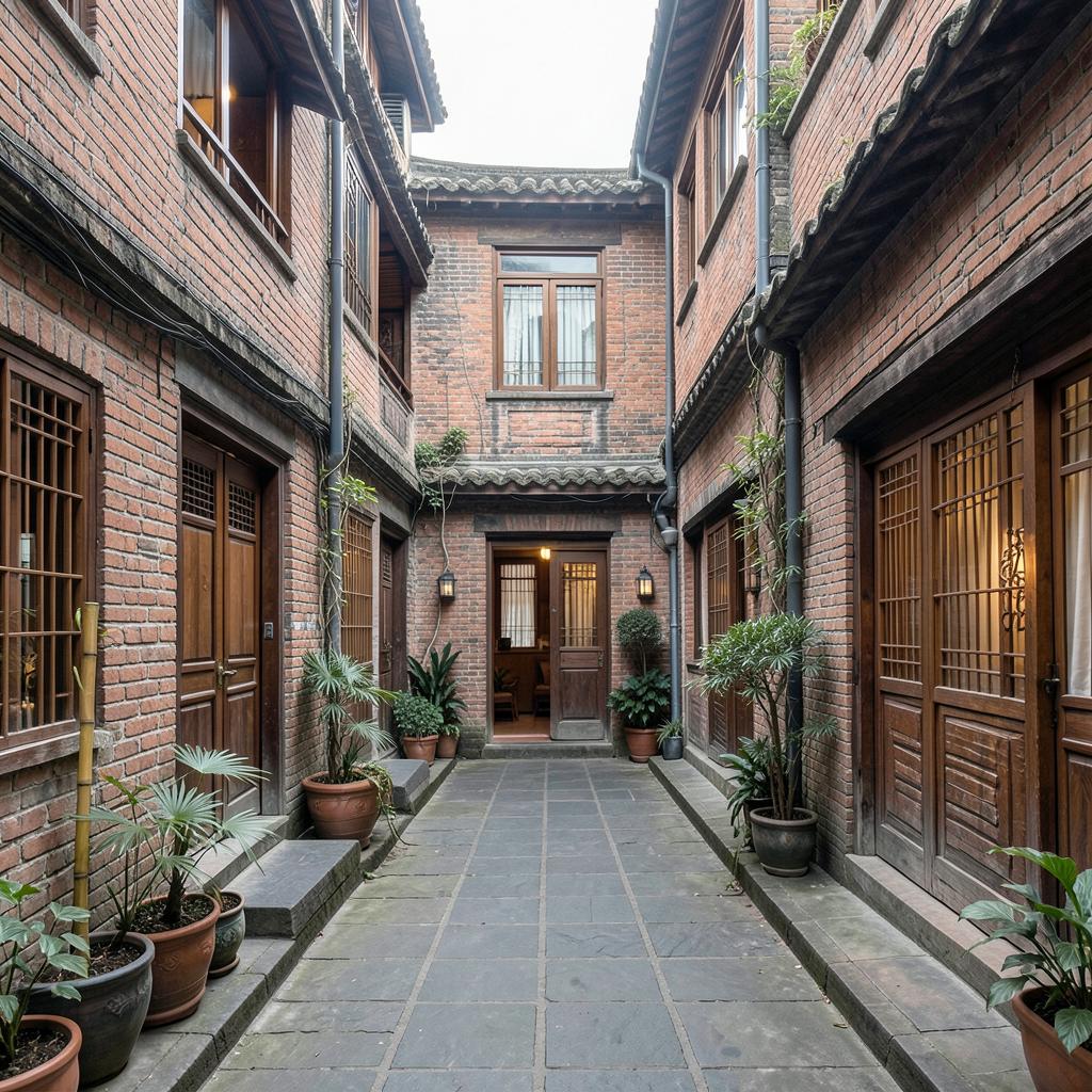 Cour de briques d'une maison d'hôtes à Hengshan Road