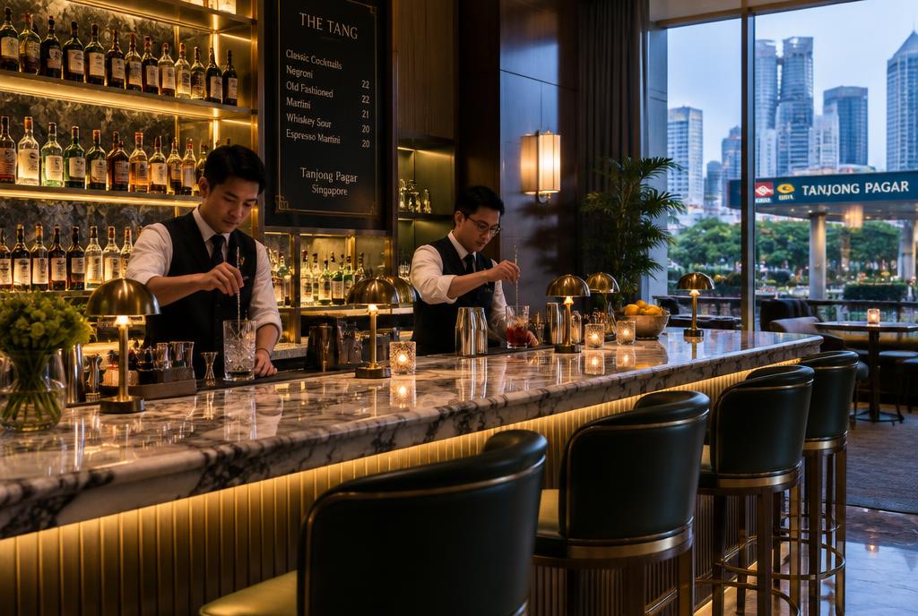 Salle élégante du bar Jigger & Pony à Tanjong Pagar