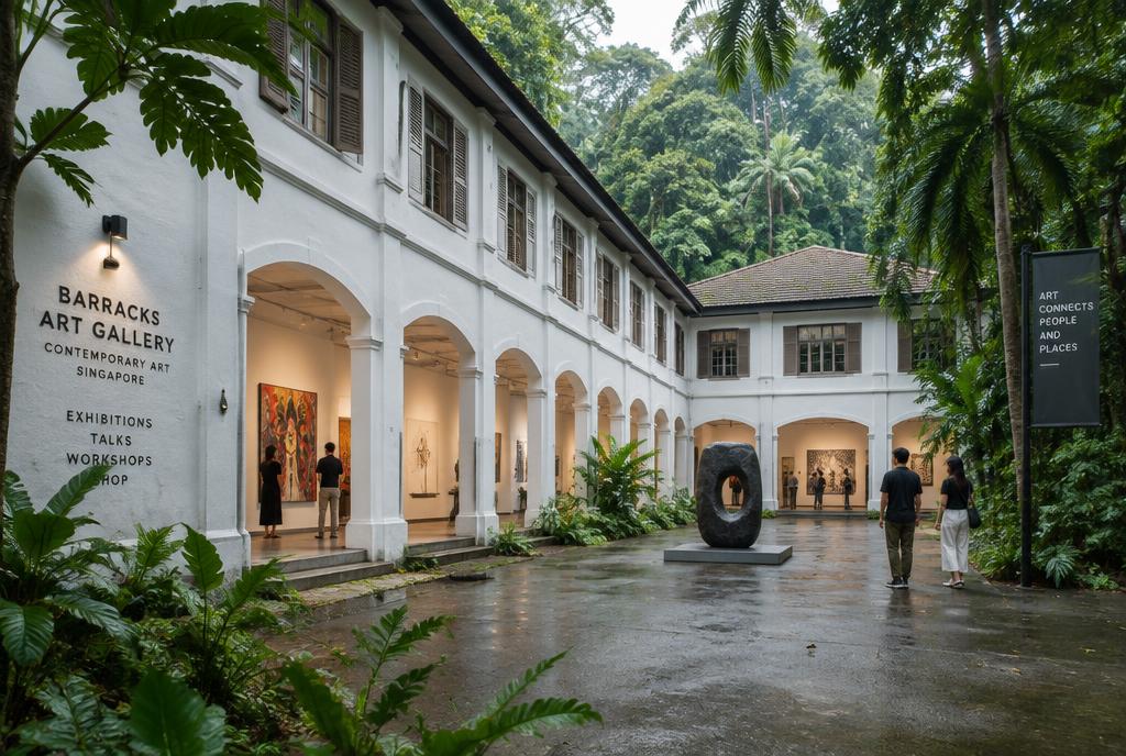 Galeries d'art contemporain dans d'anciennes casernes coloniales de Singapour
