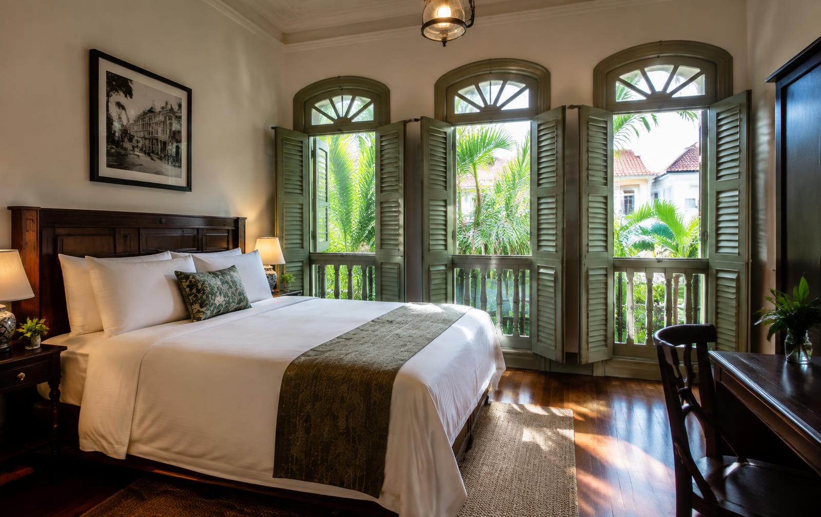 Chambre ouverte sur un jardin tropical à Singapour