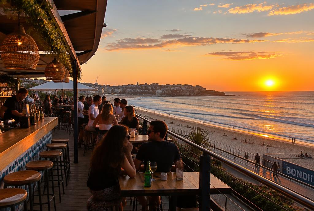 Bar surplombant la piscine des Bondi Icebergs et l'océan