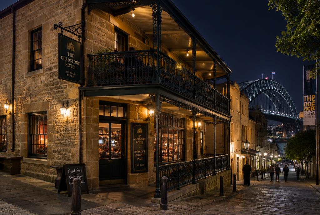 Terrasse sur le toit d'un pub historique face au port de Sydney