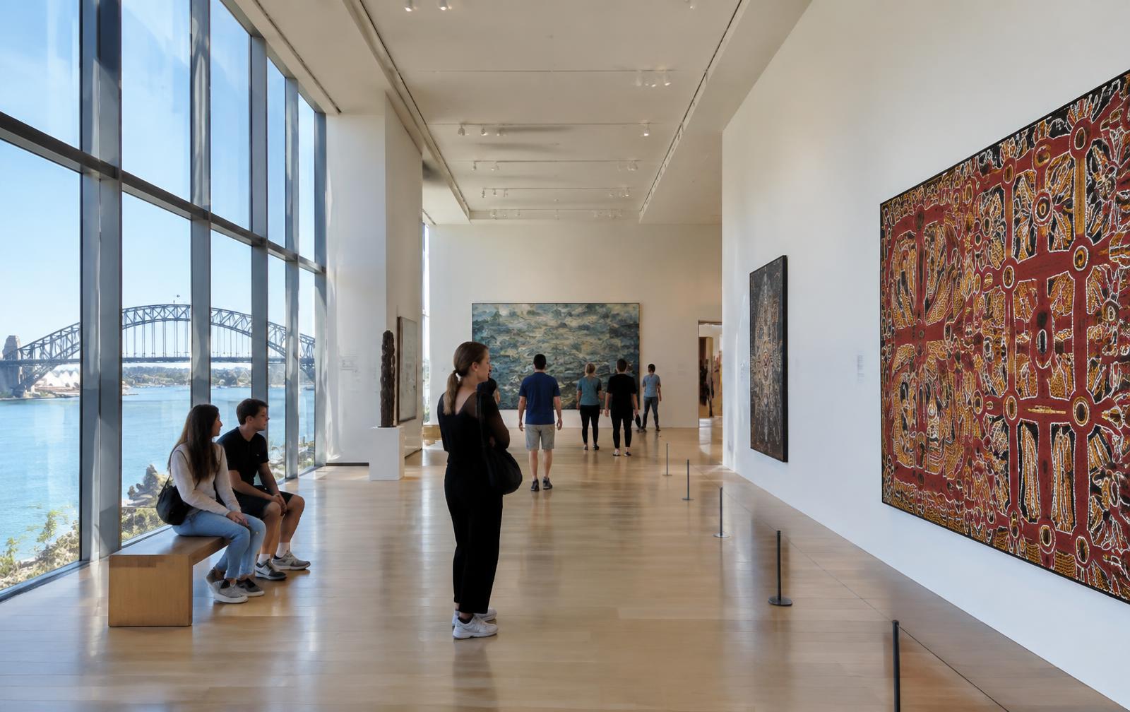 Galerie de musée ouverte sur le port de Sydney