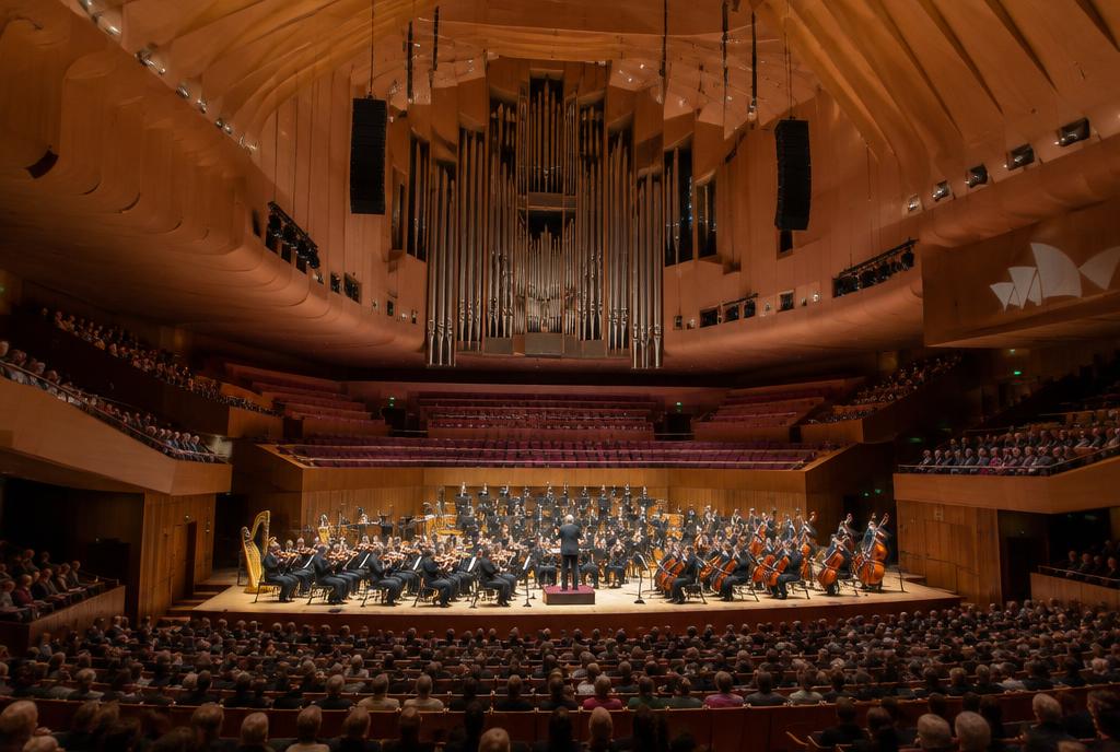 Salle de concert en bois de l'Opéra de Sydney pendant un concert