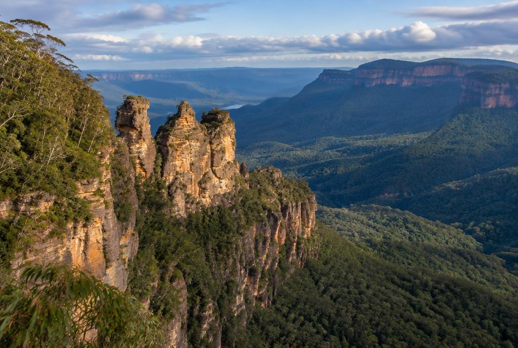 Falaises de grès et vallée d'eucalyptus des Blue Mountains