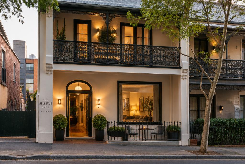 Chambre en briques et bois du Paramount House Hotel à Surry Hills