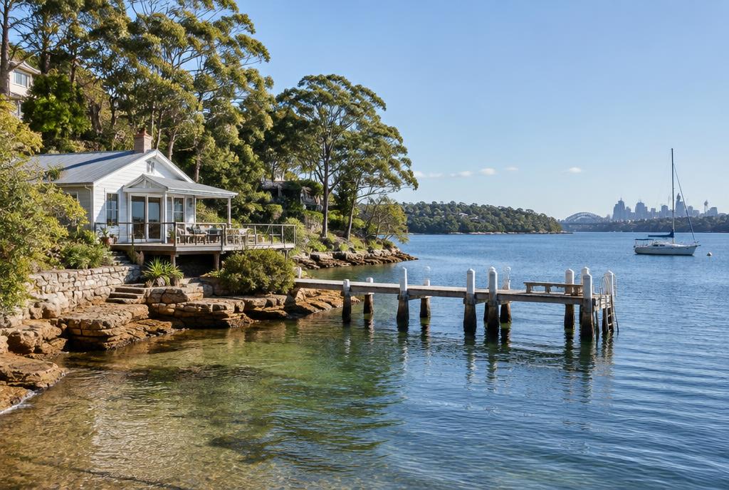 Cottage en bois au bord de l'eau à Balmain