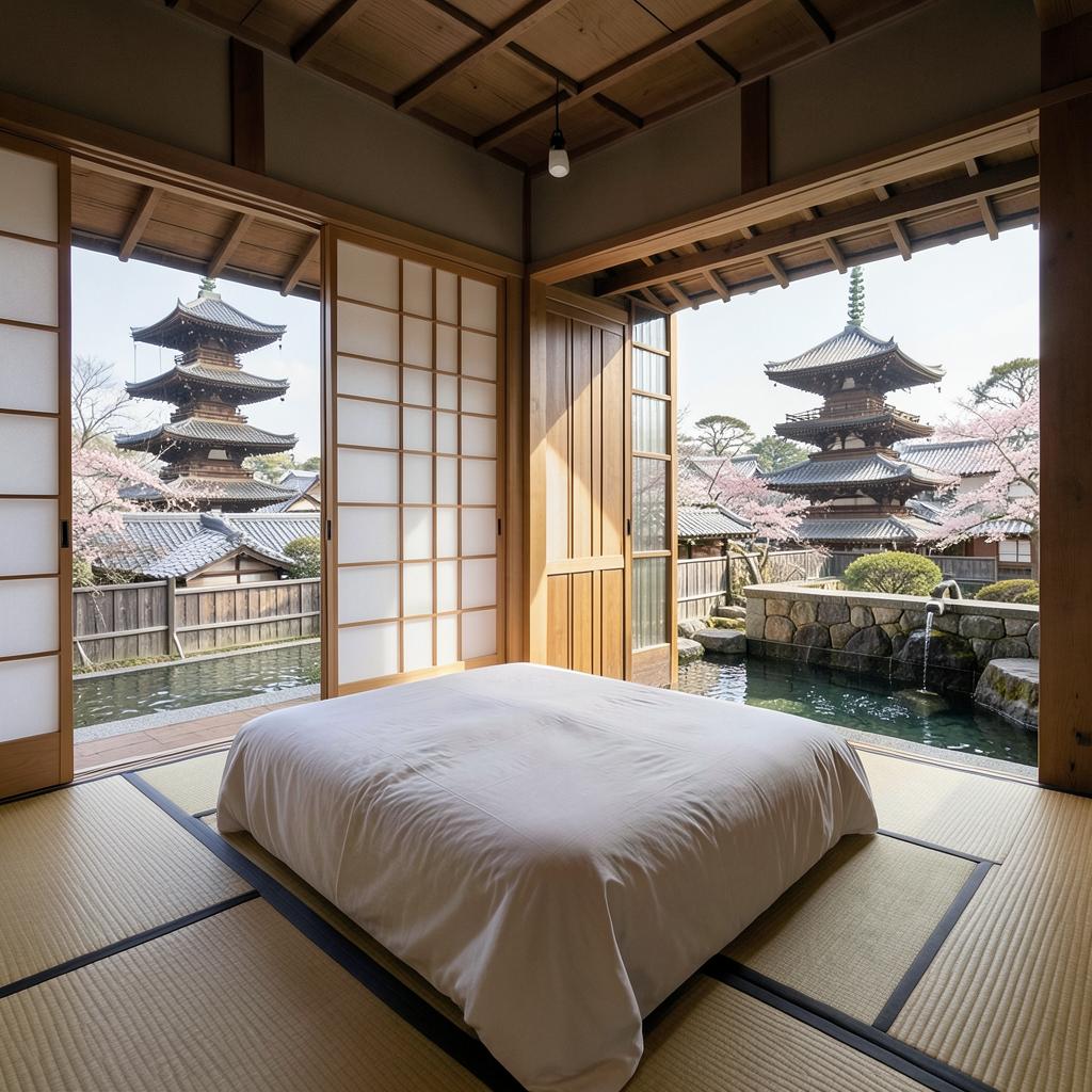 Chambre de tatamis du ryokan Asakusa Shigetsu près du temple Sensō-ji à Tokyo