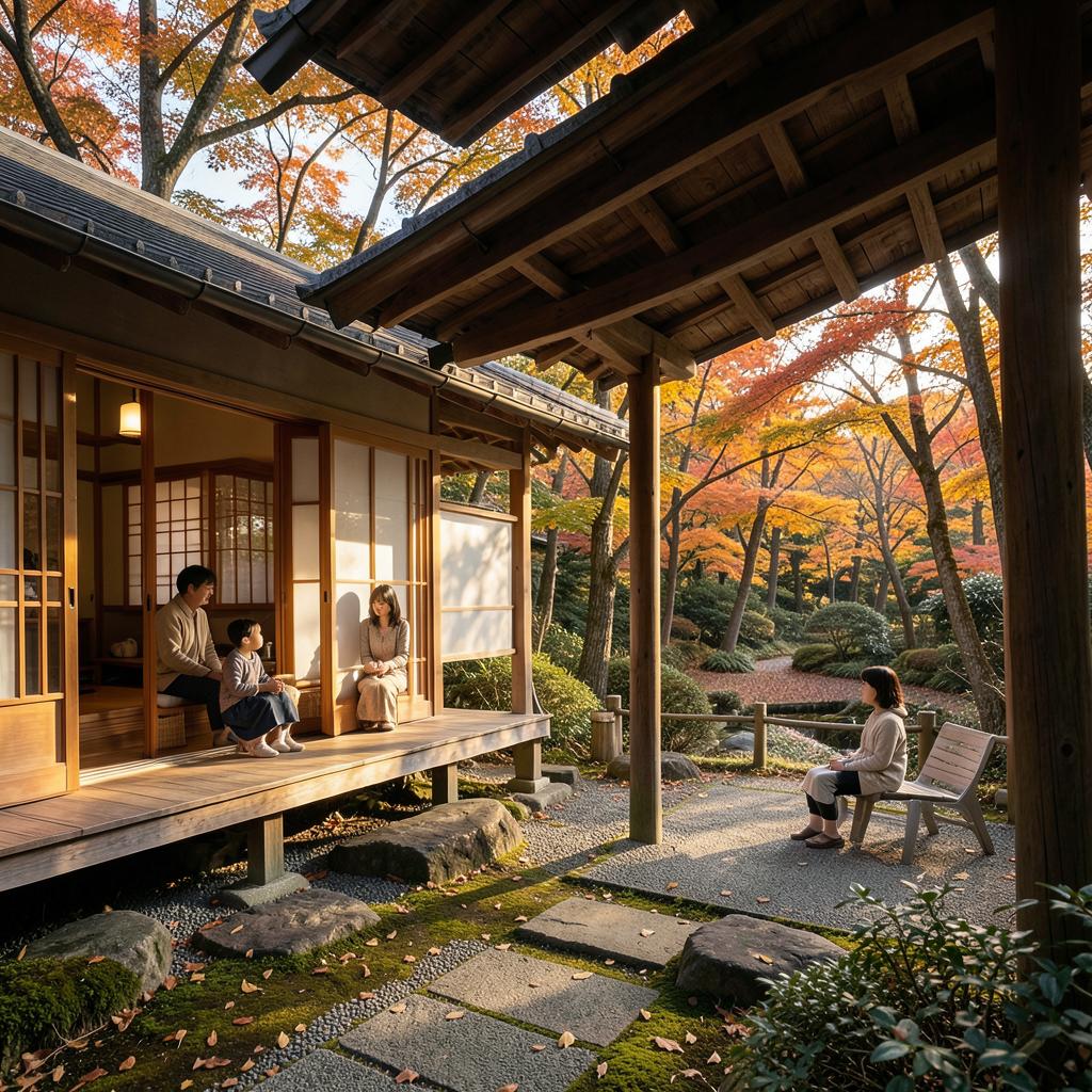 Façade de verre et lanternes de l'Andon Ryokan au nord de Tokyo