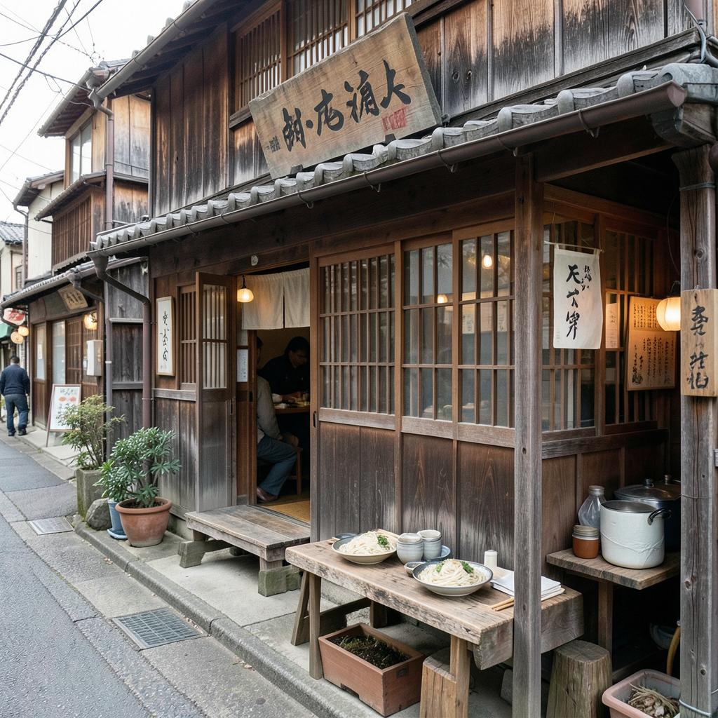 Salle de bois de la maison de soba Kanda Matsuya à Tokyo