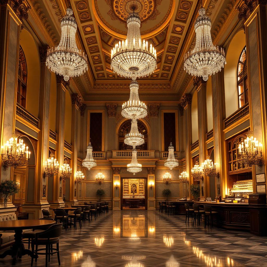 Hôtel de Crillon, grand salon doré majestueux avec lustres en cristal sur la Place de la Concorde